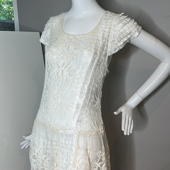 Candela Sz 6 Off White Long Sheer Dress - Picture 6 of 10